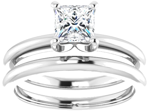 14K White  5 mm Square Solitaire Engagement Ring Mounting (8)