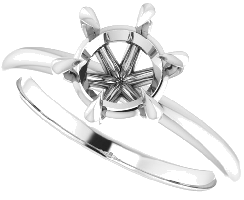 14K White 7.4 mm Round Solitaire Engagement Ring Mounting (4)