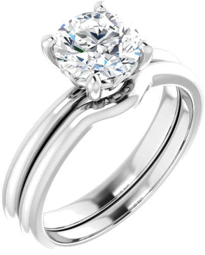 10K White 7 mm Round Solitaire Engagement Ring Mounting (6)