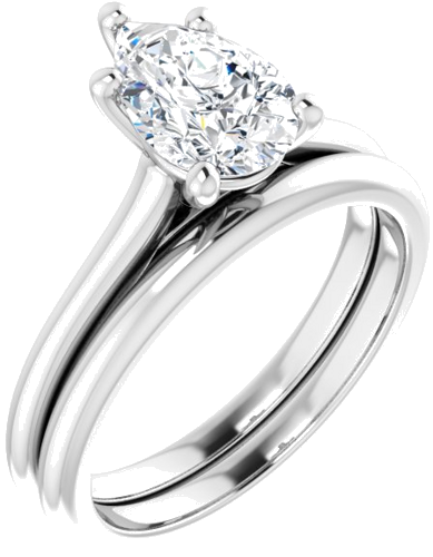14K X1 White 9x6 mm Pear Solitaire Engagement Ring Mounting (6)