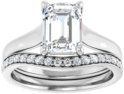 14K White 8x6 mm Emerald Solitaire Engagement Ring Mounting (8)