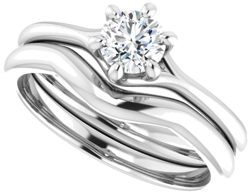 Sužadėtuvių Žiedas „Solitaire“ 585 Baltojo Aukso Round 4.8mm (10)