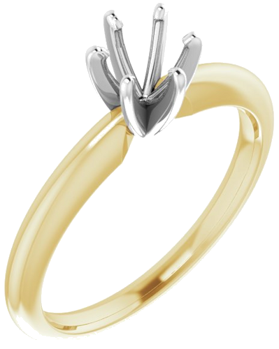 14K Yellow White 5.2 mm Round 6-Prong Solitaire Ring Mounting (1)