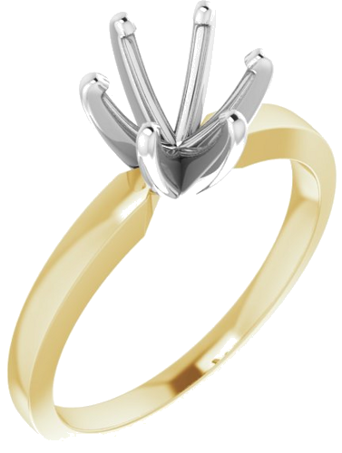 14K Yellow   White 6.6-7.2 mm Round 6-Prong Solitaire Engagement Ring Mounting (1)