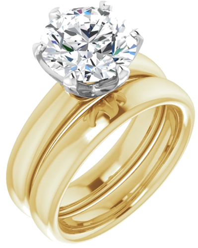 14K Yellow White 9.4 mm Round Engagement Ring Mounting (6)