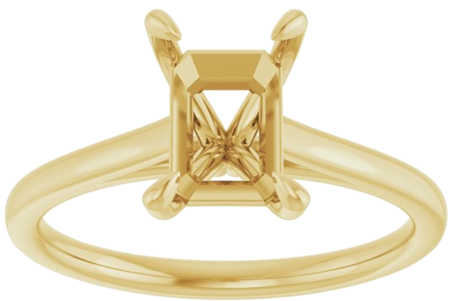 14K Yellow  8x6 mm Emerald Solitaire Engagement Ring Mounting (3)