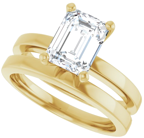 Sužadėtuvių Žiedas „Solitaire“ 585 Geltonojo Aukso Emerald 8mm x 6mm (10)