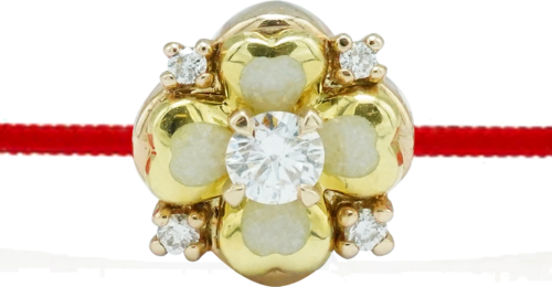 Red thread bracelet with Limoges ceramic and diamonds (2)