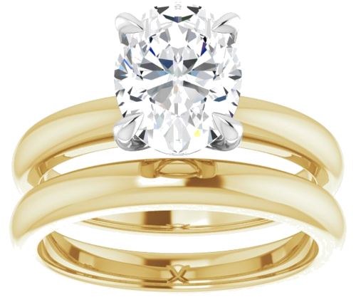 14K Yellow White 9x7 mm Oval Solitaire Engagement Ring Mounting (8)