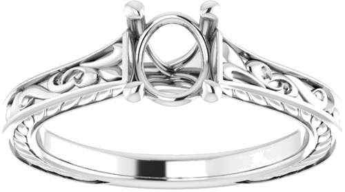 14K White 7x5 mm Oval Engagement Ring Mounting (3)