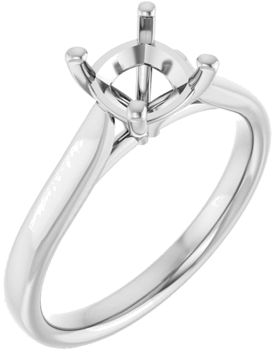 14K White 6 mm Cushion Engagement Ring Mounting (1)