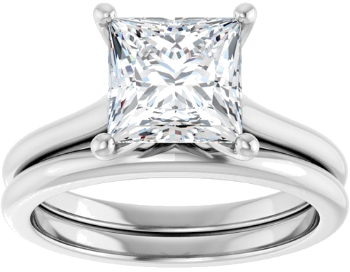 10K White 7 mm Square Solitaire Engagement Ring Mounting (8)