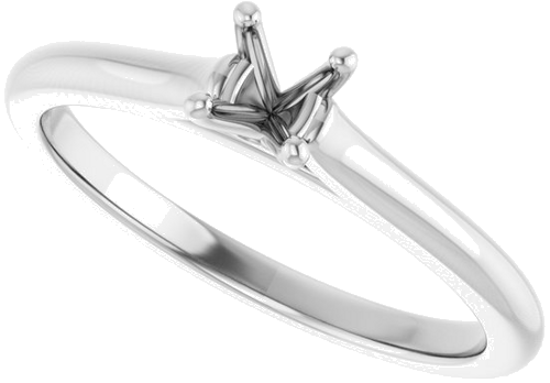 14K White 4.1 mm Round Solitaire Engagement Ring Mounting (5)