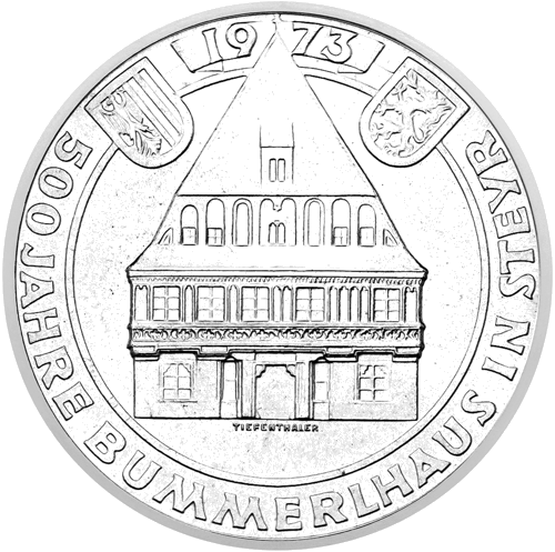 50 šilingų Bummerlio namas 1973 Austrija sidabrinė moneta (1)