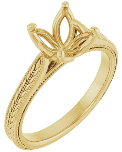 14K Yellow  8 mm Round Solitaire Engagement Ring Mounting (1)