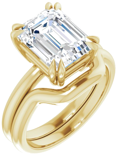 Sužadėtuvių Žiedas „Solitaire“ 585 Geltonojo Aukso Emerald 10mm x 8mm (6)