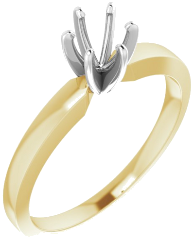 14K Yellow   White 4.2-4.9 mm Round 6-Prong Solitaire Engagement Ring Mounting (1)