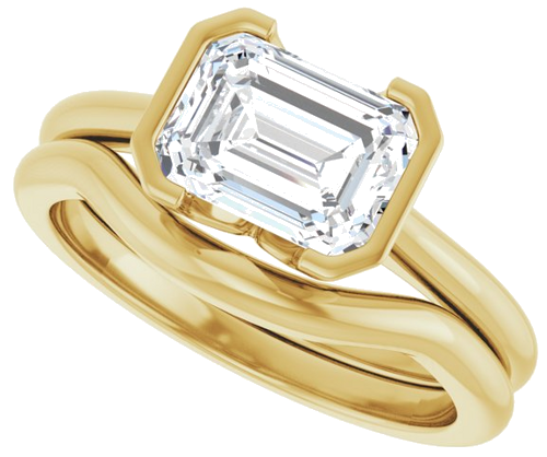 Sužadėtuvių Žiedas „Half Bezel Solitaire“ 585 Geltonojo Aukso Emerald 8mm x 6mm (10)