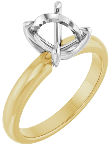 14K Yellow White 9x7 mm Oval Solitaire Engagement Ring Mounting (1)