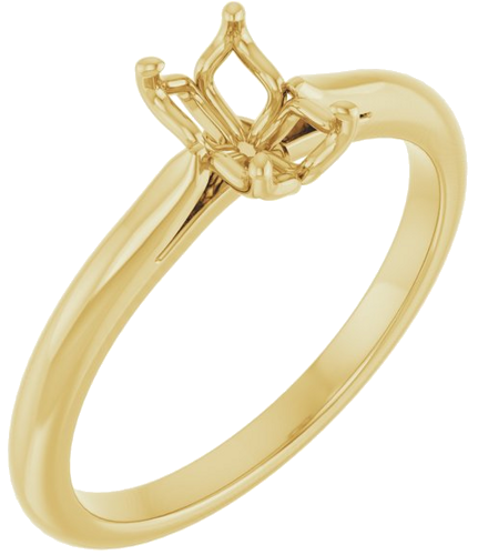 Sužadėtuvių Žiedas „Solitaire“ 585 Geltonojo Aukso Emerald 6mm x 4mm (1)