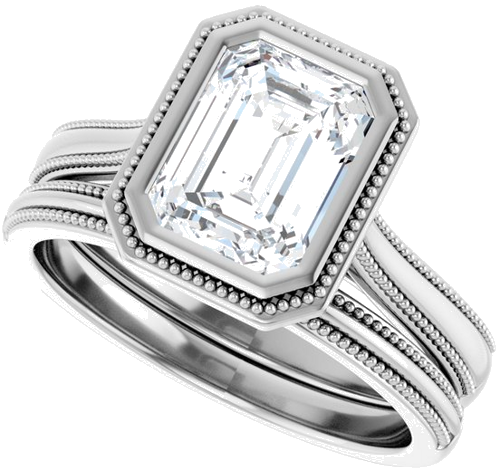 14K White 8x6 mm Emerald Solitaire Engagement Ring Mounting (10)