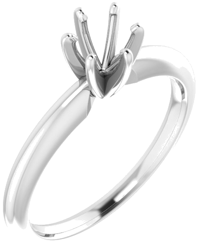 14K White 5.2 mm Round 6-Prong Solitaire Ring Mounting (1)