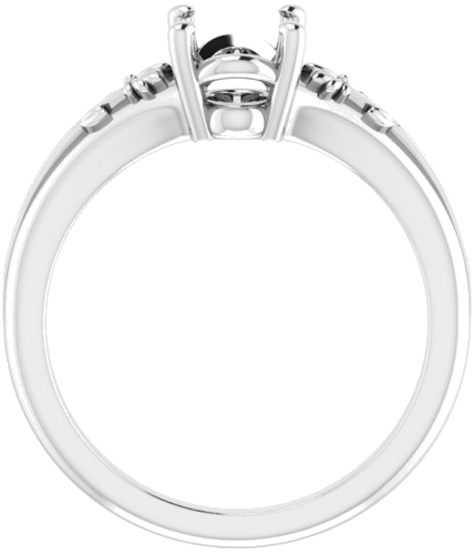 14K White 8x6 mm Oval Solitaire Engagement Ring Mounting (2)