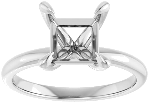 14K White  7x7 mm Square Solitaire Engagement Ring Mounting (3)