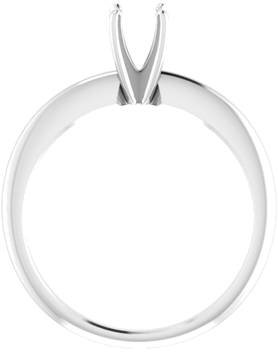 14K White 4.2-4.9 mm Round 4-Prong Comfort-fit Solitaire Ring Mounting (2)