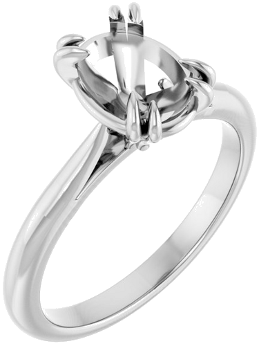 14K White 9 x 7 mm Oval Engagement Ring Mounting (1)