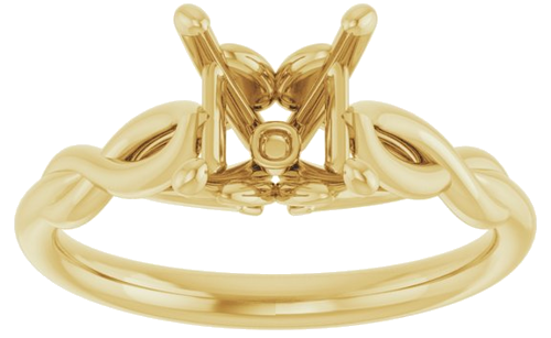 14K Yellow  5.5 mm Square Solitaire Engagement Ring Mounting (3)