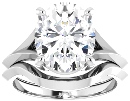 14K White 11x9 mm Oval Solitaire Engagement Ring Mounting (8)