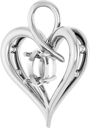 Pakabukas „Heart“ 585 Baltojo Aukso Oval 7mm x 5mm (2)