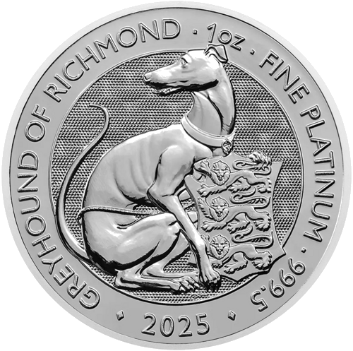 2025 United Kingdom Tudor Beasts: Greyhound of Richmond 1 oz Platinum Coin (1)