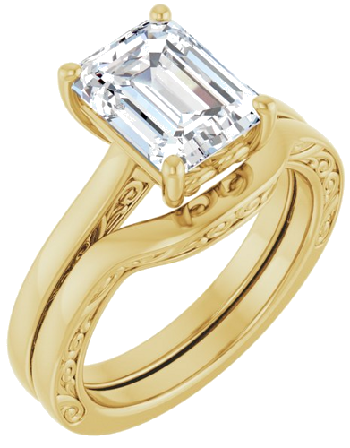 14K Yellow  9x7 mm Emerald Solitaire Engagement Ring Mounting (6)