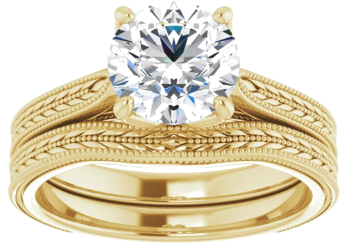 14K Yellow  7.4 mm Round Solitaire Engagement Ring Mounting (8)