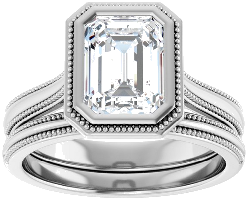 14K White 8x6 mm Emerald Solitaire Engagement Ring Mounting (8)