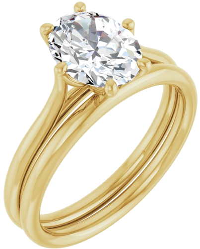 Sužadėtuvių Žiedas „Solitaire“ 585 Geltonojo Aukso Oval 9mm x 7mm (6)