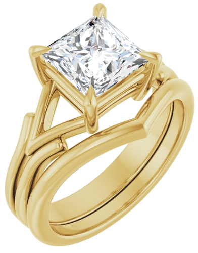 14K Yellow 7 mm Square Solitaire Engagement Ring Mounting (6)