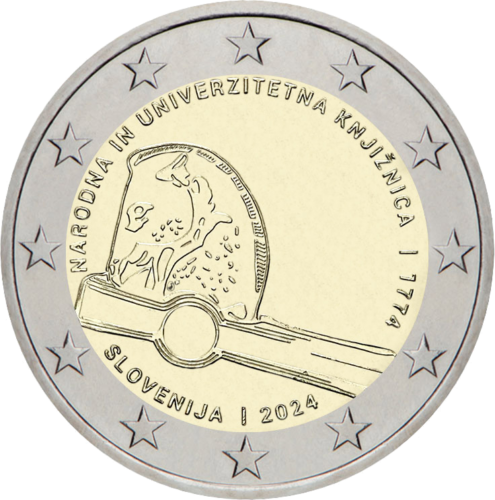 2024 Словения Национальная библиотека 2 евро монета (1)