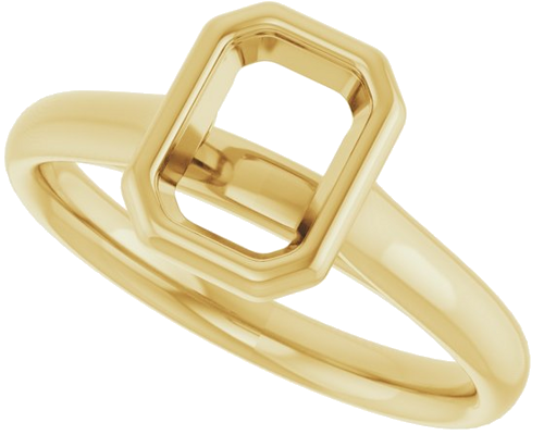 Sužadėtuvių Žiedas „Bezel-Set Solitaire“ 585 Geltonojo Aukso Emerald 7mm x 5mm (5)