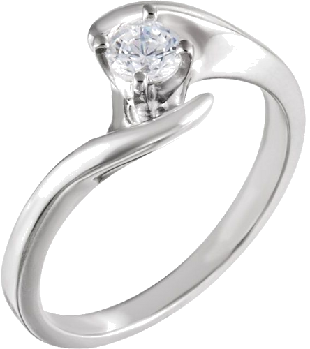 Sužadėtuvių Žiedas „Solitaire“ 585 Baltojo Aukso Round 4.1mm (3)