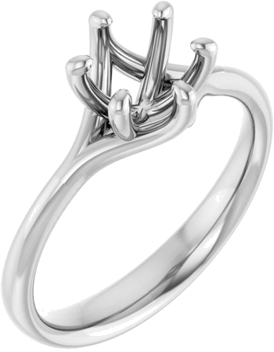 14K White 6.5 mm Round Engagement Ring Mounting (1)