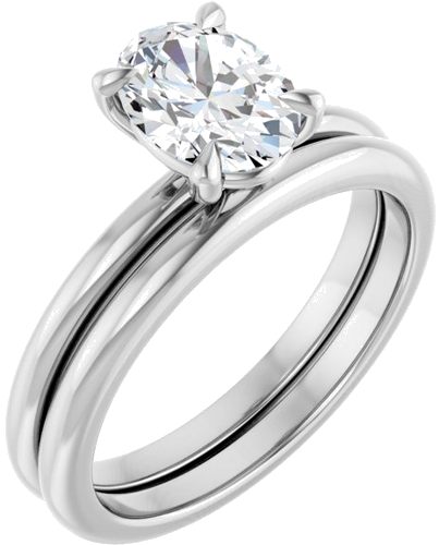 Sužadėtuvių Žiedas 585 Baltojo Aukso Oval 8mm x 6mm (6)