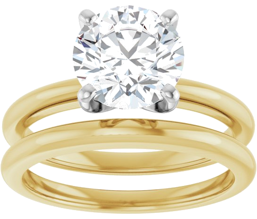 14K Yellow   White  8 mm Round Solitaire Engagement Ring Mounting (8)