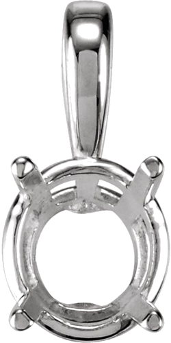 14K White 6.5 mm Round Youth Solitaire Pendant Mounting (1)