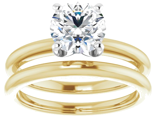 Sužadėtuvių Žiedas „Solitaire“ 585 Baltojo Ir Geltonojo Aukso Round 7mm (8)
