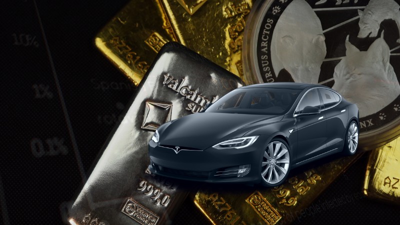 depcition of car with silver bars and gold bars in the background