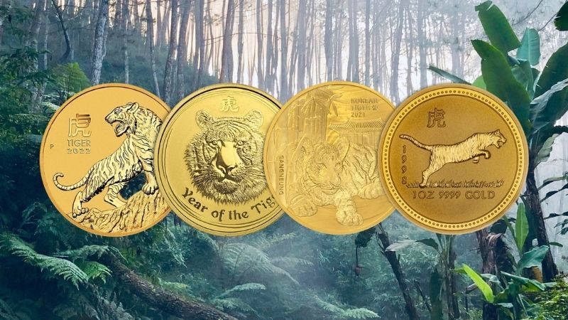 tigro metai 2022 auksinės monetos