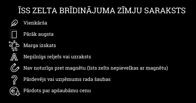 zelta brīdinājumu zīmju saraksts